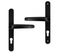 UAP Front Door Handles 243mm Backplate 92mm PZ in Aluminium, Black | Comfort Grip, All Door Types, External Door Handles, Fittings Included