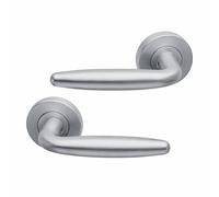 UAP Galaxy Internal Door Handles On Round Rose, Satin Chrome Lever Handles for Interior Wooden Doors, Keyless Pair