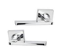 UAP Gemini Style Premium Lever on Round Rose Door Handles Pair 130mm x 52mm with Bolt Through Fixing Lift and Lock for Internal and External Doors in Polished Chrome