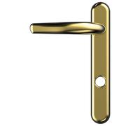 UAP High Security Signature Door Handle Gold, 219mm Long Backplate, 92PZ Euro Cylinder Lock, 210mm Screw Centres, Anti-Drill & Anti-Snap External Door Handle for uPVC, Composite & Timber Doors
