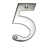 UAP House Numbers - 3 Inch Door Numbers Screw Fix For Front Door, Address Number Screw On For Doors And Gates, Letter Times Roman Font (Number 5, Mirror Polished)