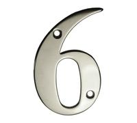 UAP House Numbers - 3 Inch Door Numbers Screw Fix For Front Door, Address Number Screw On For Doors And Gates, Letter Times Roman Font (Number 6, Mirror Polished)