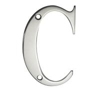 UAP House Numbers - 3 Inch Door Numbers Screw Fix For Front Door, Address Number Screw On For Doors And Gates, Letter Times Roman Font (Letter C, Mirror Polished)