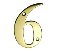 UAP House Numbers - 3 Inch Door Numbers Screw Fix For Front Door, Address Number Screw On For Doors And Gates, Letter Times Roman Font (Number 6, PVD Gold)