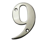 UAP House Numbers - 3 Inch Door Numbers Screw Fix For Front Door, Address Number Screw On For Doors And Gates, Letter Times Roman Font (Number 9, Mirror Polished)