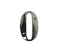 UAP House Numbers - 3 Inch Door Numbers Signature Screw Fix Bevelled Edge For Front Door, Address Number Screw On For Doors And Gates, Letter Times Roman Font (Number 0, Polished Chrome)