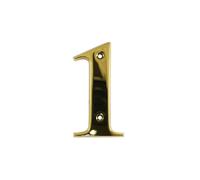 UAP House Numbers - 3 Inch Door Numbers Signature Screw Fix Bevelled Edge For Front Door, Address Number Screw On For Doors And Gates, Letter Times Roman Font (Number 1, PVD Gold)