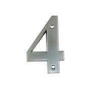 UAP House Numbers - 3 Inch Door Numbers Signature Screw Fix Bevelled Edge For Front Door, Address Number Screw On For Doors And Gates, Letter Times Roman Font (Number 4, Satin Chrome)