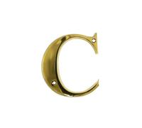 UAP House Numbers - 3 Inch Door Numbers Signature Screw Fix Bevelled Edge For Front Door, Address Number Screw On For Doors And Gates, Letter Times Roman Font (Letter C, PVD Gold)