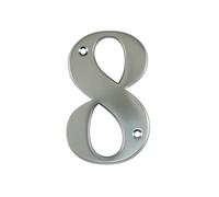 UAP House Numbers - 3 Inch Door Numbers Signature Screw Fix Bevelled Edge For Front Door, Address Number Screw On For Doors And Gates, Letter Times Roman Font (Number 8, Satin Chrome)
