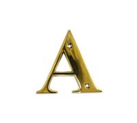 UAP House Numbers - 3 Inch Door Numbers Signature Screw Fix Bevelled Edge For Front Door, Address Number Screw On For Doors And Gates, Letter Times Roman Font (Letter A, PVD Gold)