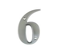 UAP House Numbers - 3 Inch Door Numbers Signature Screw Fix Bevelled Edge For Front Door, Address Number Screw On For Doors And Gates, Letter Times Roman Font (Number 6, Satin Chrome)