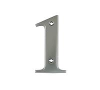 UAP House Numbers - 3 Inch Door Numbers Signature Screw Fix Bevelled Edge For Front Door, Address Number Screw On For Doors And Gates, Letter Times Roman Font (Number 1, Satin Chrome)