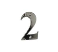 UAP House Numbers - 3 Inch Door Numbers Signature Screw Fix Bevelled Edge For Front Door, Address Number Screw On For Doors And Gates, Letter Times Roman Font (Number 2, Polished Chrome)