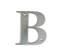 UAP House Numbers - 3 Inch Door Numbers Signature Screw Fix Bevelled Edge For Front Door, Address Number Screw On For Doors And Gates, Letter Times Roman Font (Letter B, Satin Chrome)