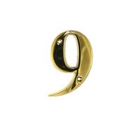 UAP House Numbers - 3 Inch Door Numbers Signature Screw Fix Bevelled Edge For Front Door, Address Number Screw On For Doors And Gates, Letter Times Roman Font (Number 9, PVD Gold)