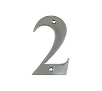 UAP House Numbers - 3 Inch Door Numbers Signature Screw Fix Bevelled Edge For Front Door, Address Number Screw On For Doors And Gates, Letter Times Roman Font (Number 2, Satin Chrome)