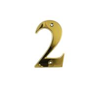 UAP House Numbers - 3 Inch Door Numbers Signature Screw Fix Bevelled Edge For Front Door, Address Number Screw On For Doors And Gates, Letter Times Roman Font (Number 2, PVD Gold)