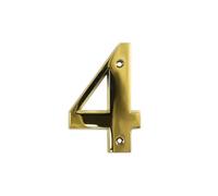 UAP House Numbers - 3 Inch Door Numbers Signature Screw Fix Bevelled Edge For Front Door, Address Number Screw On For Doors And Gates, Letter Times Roman Font (Number 4, PVD Gold)