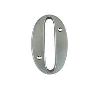 UAP House Numbers - 3 Inch Door Numbers Signature Screw Fix Bevelled Edge For Front Door, Address Number Screw On For Doors And Gates, Letter Times Roman Font (Number 0, Satin Chrome)