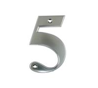 UAP House Numbers - 3 Inch Door Numbers Signature Screw Fix Bevelled Edge For Front Door, Address Number Screw On For Doors And Gates, Letter Times Roman Font (Number 5, Satin Chrome)