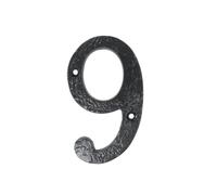 UAP House Numbers - 4 Inch Black Iron Door Numbers Screw Fix For Front Door, Rustic Address Number Screw On For Doors And Gates, Made of Solid Cast Iron (Number 9)