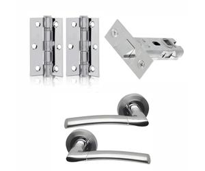 UAP Intelligent Hardware - Falcon Door Handle Pack with Hinges and Latch in Polished Chrome/Satin Nickel
