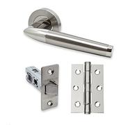 UAP Intelligent Hardware - Valiant Door Handle Pack with Hinges and Latch in Polished Chrome/Satin Nickel