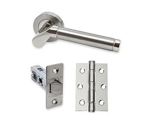 UAP Intelligent Hardware - Ventura Door Handle Pack with Hinges and Latch in Polished Chrome/Satin Nickel