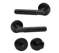 UAP Internal Developer Door Handles Pair with Turn & Release Complete Bathroom Pack (Knurled)
