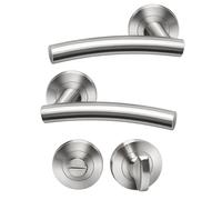 UAP Internal Door Handles Pair with Turn & Release Complete Bathroom Pack (Scafell) Satin Stainless Steel