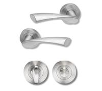 UAP Internal Door Handles Pair with Turn & Release Complete Bathroom Pack (Zeta)