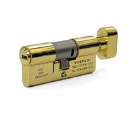 UAP Kinetica+ K4 3* Kitemarked Horizontal Euro Key & Turn Cylinder Door Lock - Advanced Home Security & Safety, Bio Key, 6-Pin, Anti-Bump, Anti-Drill (70mm 30T-10-30 (35T/35) (Polished Brass)