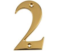 UAP Limited Door Number 2 In Pvd Gold Finish- Screw Fix 3" Nanocoast House Number, Times Roman Font