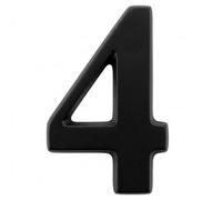 UAP Limited Door Number 4 Zamak In Black- Self Adhesive 3" House Number, Times Roman Font