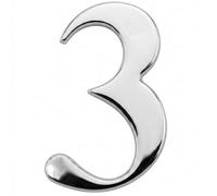 UAP Limited House Door Number 3 Self Adhesive 3" Nanocoast House Number In Mirror Polish Finish
