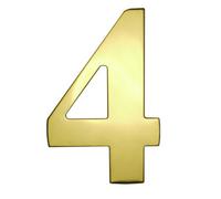 UAP Limited Uap 3" Stainless Steel House Number 4 - Pvd Gold - Self Adhesive