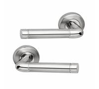UAP Limited Uap Apollo Dual Finish Polished & Satin Chrome Aluminium Internal Door Handle Pair- Eco Series Lever On Round Rose
