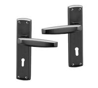 UAP Limited Uap Deco Black Nickel Internal Door Handles Pair- Lever On Backplate Lock Set