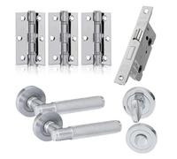 UAP Limited Uap Developer Knurled Internal Door Handles Pair With Complete Bathroom Pack Polished Chrome
