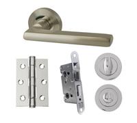 UAP Limited Uap Developer Matiz - Door Handle Pack With Hinges And Bathroom Lock - Polished Chrome/satin Nickel