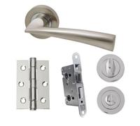 UAP Limited Uap Developer Phantom - Door Handle Pack With Hinges And Bathroom Lock - Polished Chrome/satin Nickel