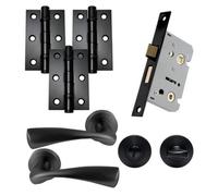 UAP Limited Uap Developer Truro Lever On Rose Door Handles Pair Complete Bathroom Set In Matt Black
