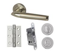 UAP Limited Uap Developer Valiant - Door Handle Pack With Hinges And Bathroom Lock - Polished Chrome/satin Nickel