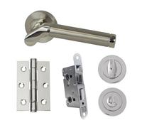 UAP Limited Uap Developer Ventura - Door Handle Pack With Hinges And Bathroom Lock - Polished Chrome/satin Nickel