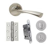UAP Limited Uap Developer Zeta - Door Handle Pack With Hinges And Bathroom Lock - Polished Chrome/satin Nickel