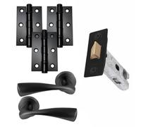 UAP Limited Uap Developer Zeta Lever On Rose Internal Door Handles Pair Latch Pack With Hinges And Tubular Latch Matt Black
