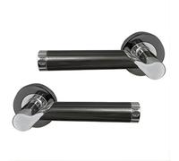 UAP Limited Uap Enterprise Dual Finish Polished Chrome And Black Internal Door Handles Pair- Premium Zinc Lever Design