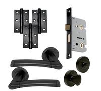 UAP Limited Uap Falcon Bathroom Door Handle Set - Stylish Lever On Rose - Complete Pack - Metal Grey