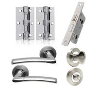 UAP Limited Uap Falcon Lever On Rose Door Handles Pair Complete Bathroom Set In Silver Finish